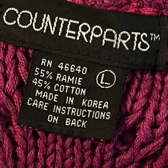 Vintage 90s Counterparts Cardigan Cable Knit Short Sleeve ButtonUp Korea Medium - Picture 2 of 6